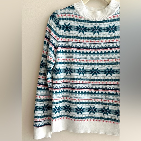 Talbots Petites Fair Isle Mockneck Pullover Sweater, Size Medium - Picture 3 of 15